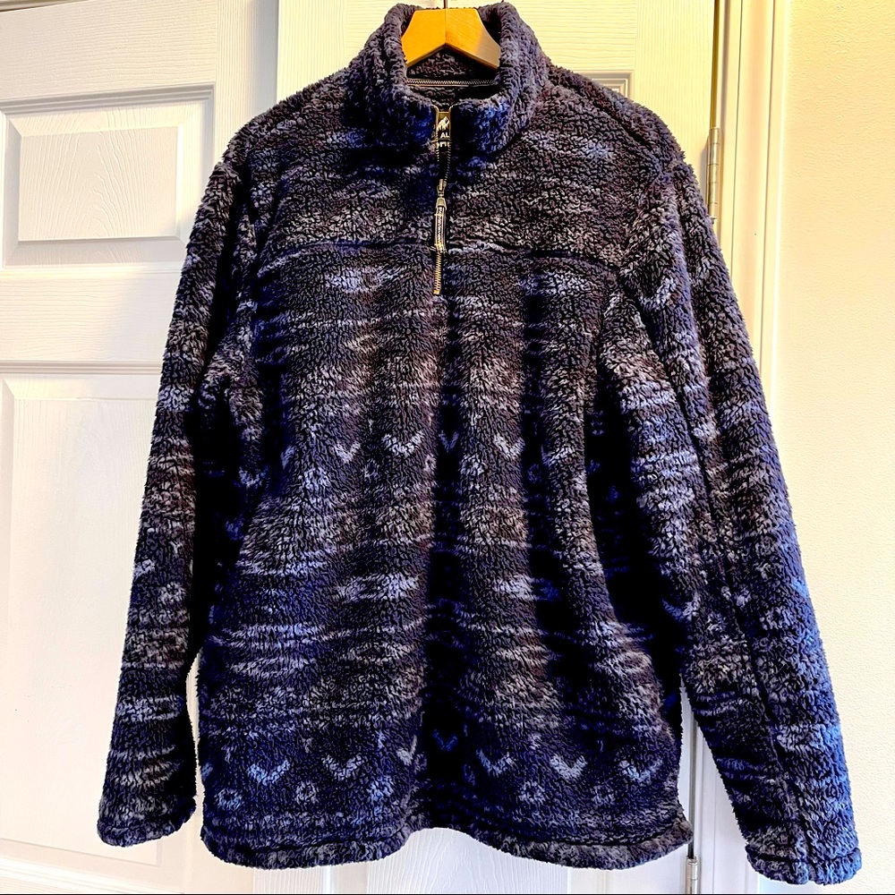Alpine Sherpa Blue Aztec Print Fleece Size L